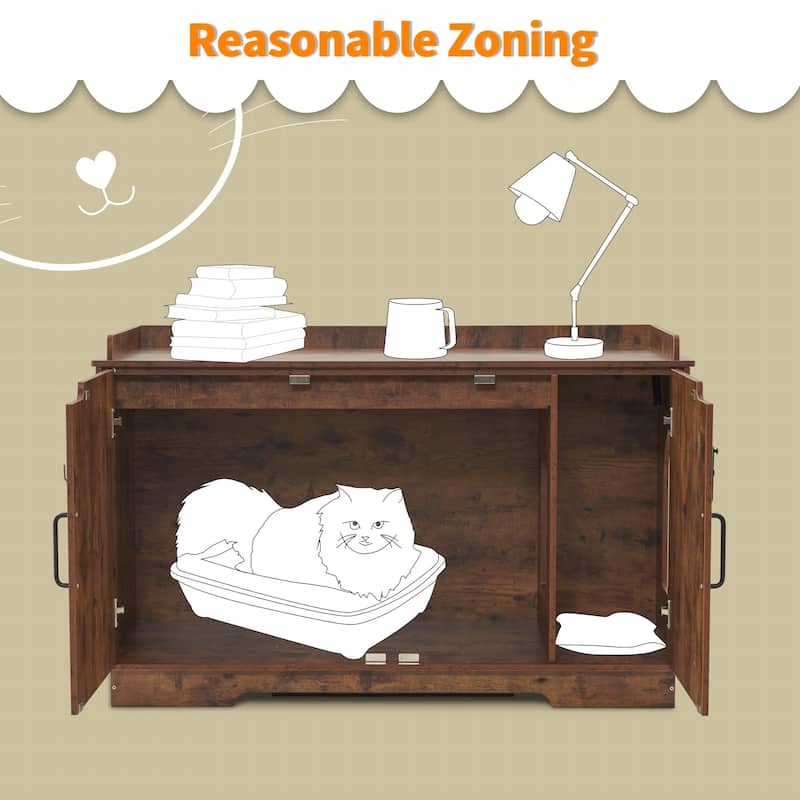 MCombo X-Large Cat Litter Box Furniture Hidden with Top Opening & Divider, Particle Board, CT37