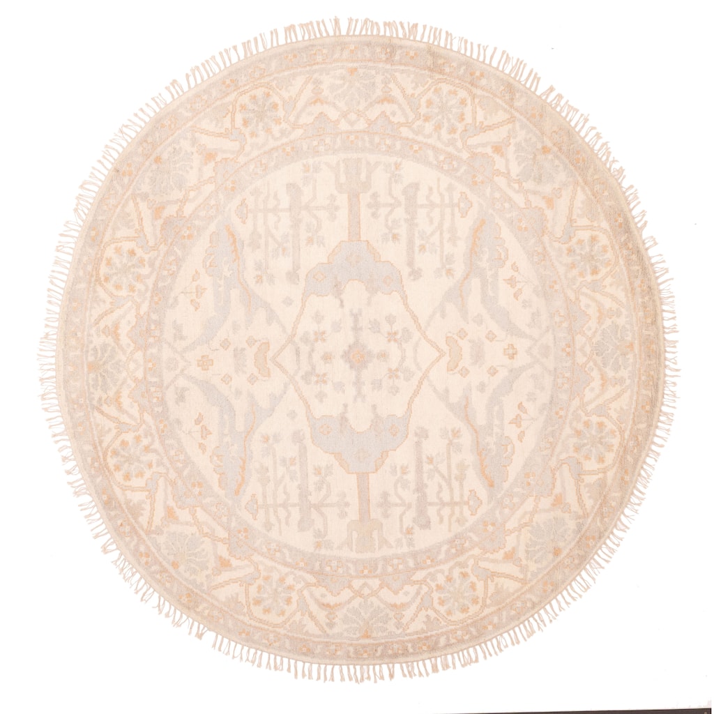 ECARPETGALLERY Hand-knotted Royal Oushak Ivory Wool Rug - 7'9 x 7'7