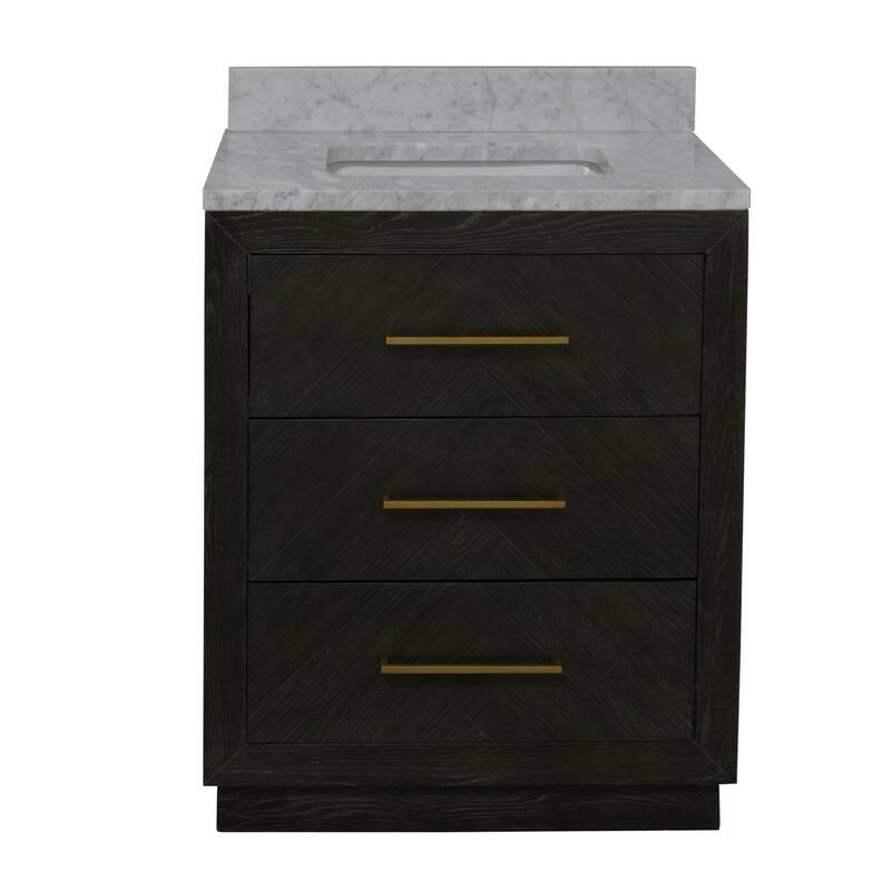 KitchenBathCollection Avery 30" Bathroom Vanity with Carrara Marble Top