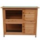 preview thumbnail 3 of 2, 48" 2 Tiers Waterproof Coop Rabbit Hutch Wood House Pet Cage - Natural Wood