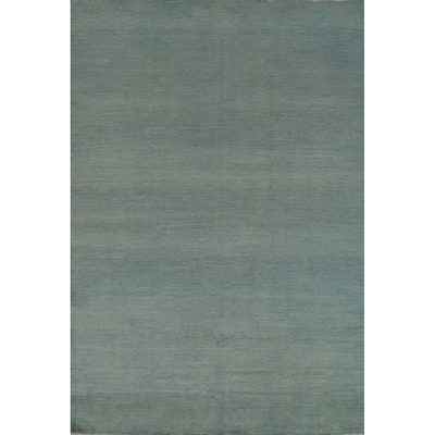 Aqua Blue & Green Modern Gabbeh Oriental Area Rug Handmade Wool Carpet - 4'10" x 6'10"