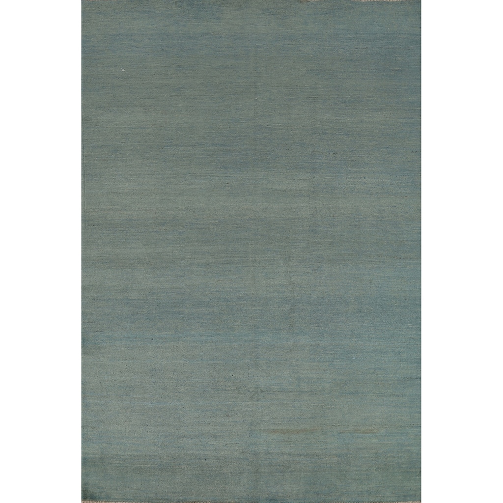 Aqua Blue & Green Modern Gabbeh Oriental Area Rug Handmade Wool Carpet - 4'10" x 6'10"