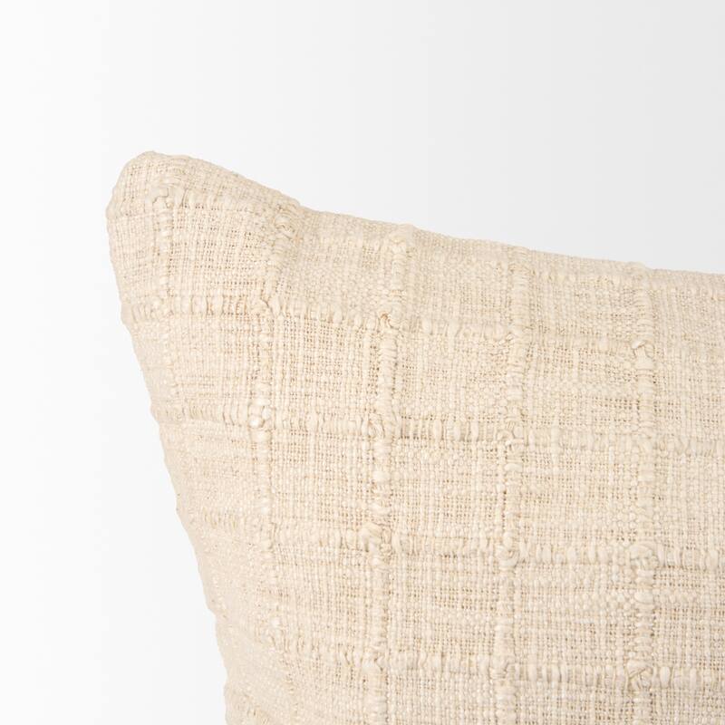 Jacory Cream Checker Textured Decorative Lumbar Pillow Cover