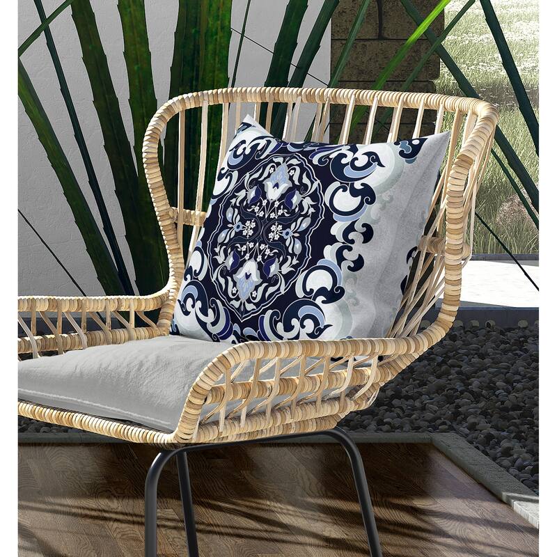 Soft Square Escape Indoor/Outdoor Reversible Throw Pillow Blue and Mint