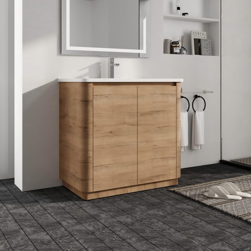 Malwee 36"/40" FreeStanding Bathroom Vanity with Sink, Floor Stand Bathroom Vanity with Soft Close Door and Adjustable Shelf