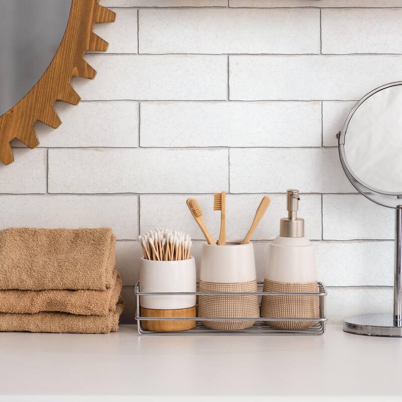 Merola Tile Crackle White 2-7/8" x 11-7/8" Ceramic Wall Tile - Case (22 Tiles)