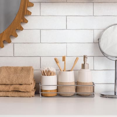 Merola Tile Crackle White 2-7/8" x 11-7/8" Ceramic Wall Tile