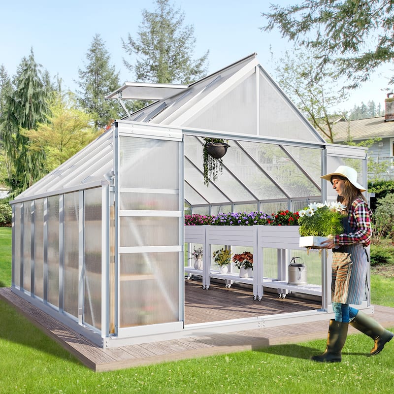 Moasis Polycarbonate Walk-in Hobby Garden Greenhouse with Aluminum Frame