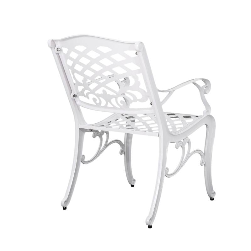 Roomfitters Outdoor Arm Chairs Set of 2, Cast Aluminum Patio Seating, Weather-Resistant Garden Chairs, White