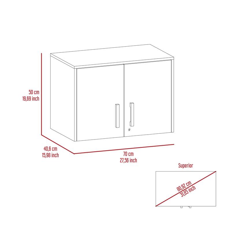 Storage Wall Cabinet with Triple Interior Shelves Double Door for Home Office Kitchen Bathroom Organization Durable Storage