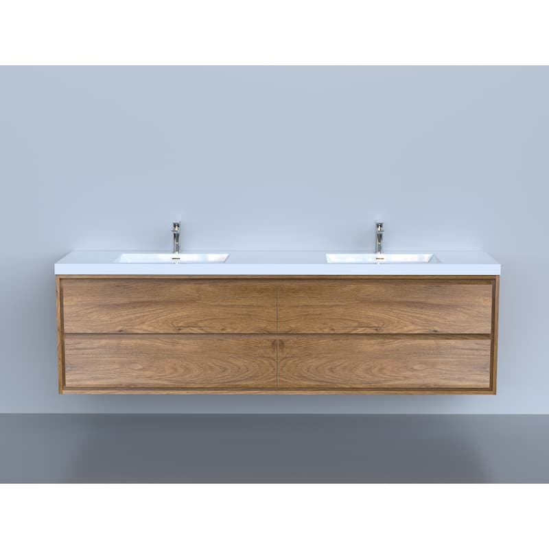 Sage 84" wall mounted bathroom vanity with double basin acrylic top