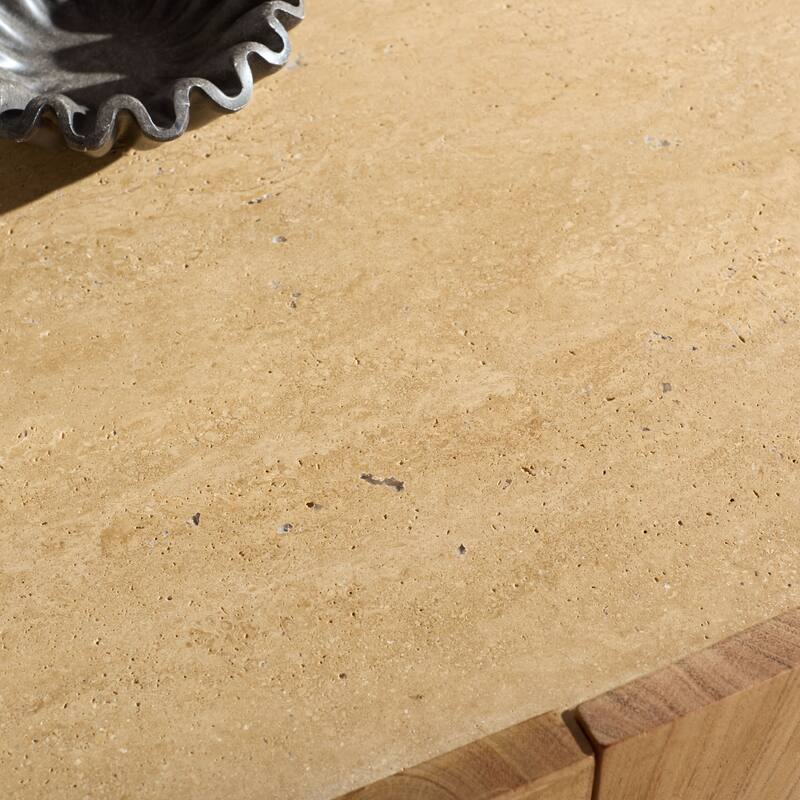 SAFAVIEH Couture Ashlietta Travertine Top Sideboard - 63"W x 18"D x 29"H