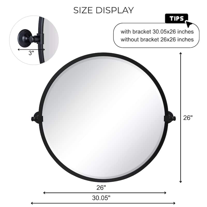 TEHOME Round Metal Wall Mirror - 26" x 26"