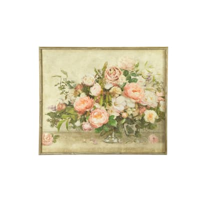 37.25"W Flower Bouquet Wood Framed Wall Decor - Grey