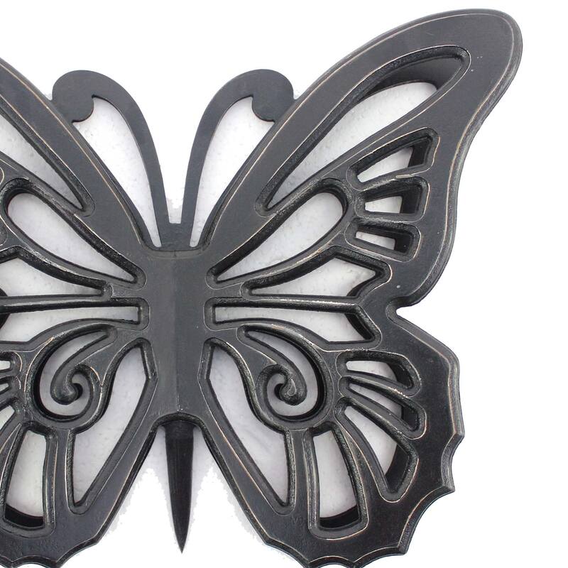 Set of 2 Wooden Butterfly Wall Plaque with Cutout Detail, Black