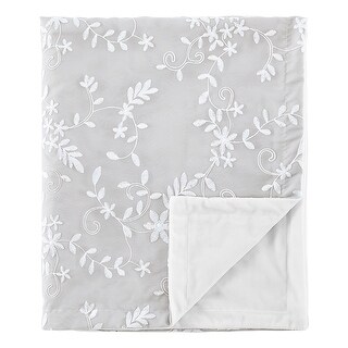 Grey Floral Vintage Lace Girl Baby Receiving Security Swaddle Blanket - Gray Luxurious Elegant Princess Boho Shabby Chic Luxury