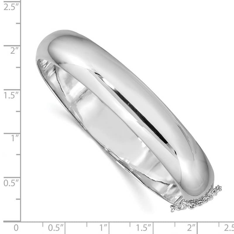 Curata 925 Sterling Silver 7.5" 12mm High Polish Hinged Bangle Bracelet