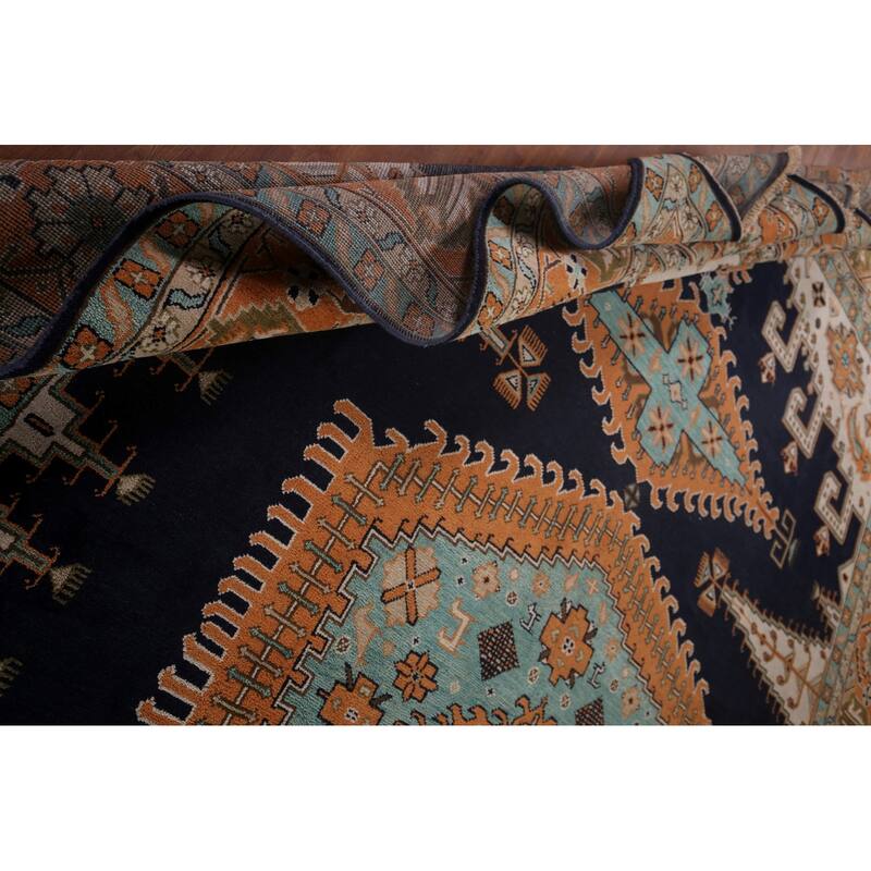Palace Size Geometric Viss Indian Large Area Rug Handmade Wool Carpet - 11'11"x 17'8"