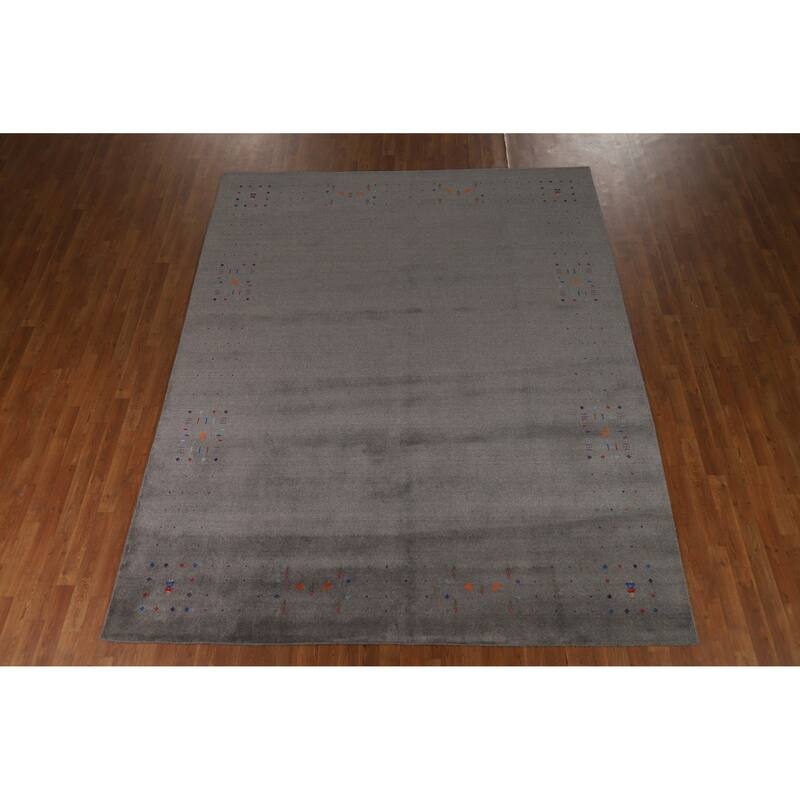 Hand Knotted Oriental 100% Wool Carpet Tribal Animal Pictorial Greys & Charcoal Gabbeh Area Rug - 10' 1'' X 8' 1''