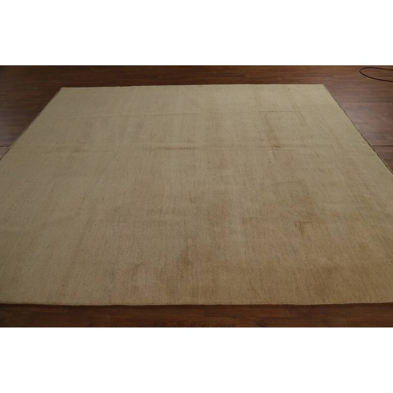 Muted Gabbeh Oriental Area Rug Hand-Knotted Wool Carpet - 8'1" x 9'10"