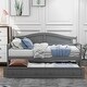 preview thumbnail 1 of 10, Classic Twin Daybed Frame Arched Backrest Sofa Bed with Trundle Wood Slat Support No Box Spring Needed for Bedroom - Grey Grey- Trundle - Twin