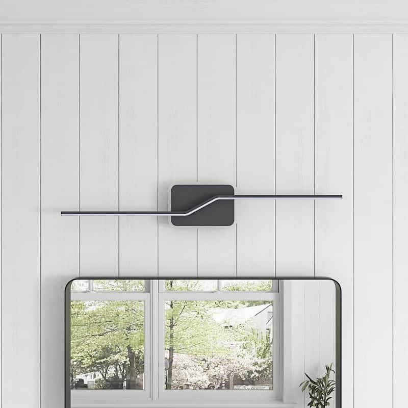 Modern LED Dimmable Vanity Light Over Mirror for Bathroom Lighting - Black