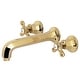 preview thumbnail 3 of 5, Metropolitan Two-Handle 3-Hole Wall Mount Bathroom Faucet Polished Brass
