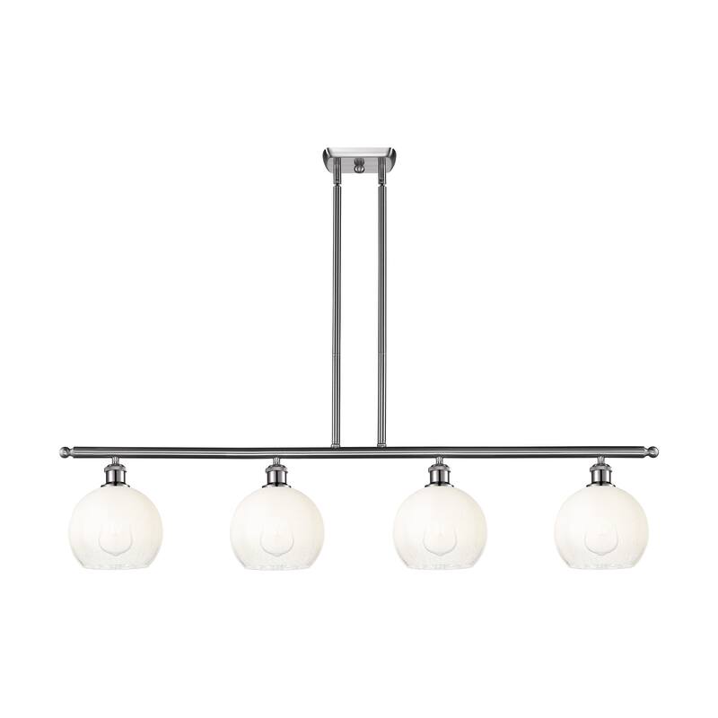 Innovations Lighting Endless Possibilities Ballston - Brookhaven Globe - 4 Light 48" Stem Hung Island Light - Brushed Satin Nickel/Opal