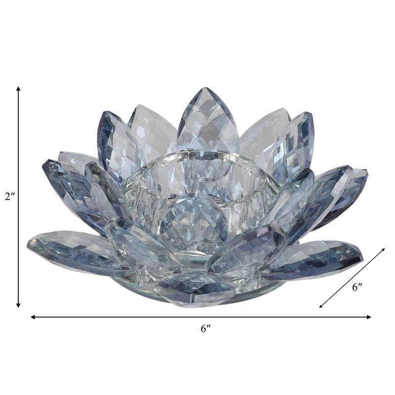 Iridescent Glass Crystal Lotus Votive Candle Holder