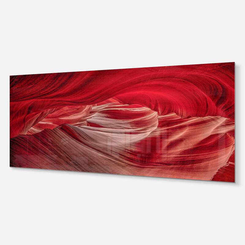 Red Shade in Antelope Canyon - Landscape Photo Glossy Metal Wall Art