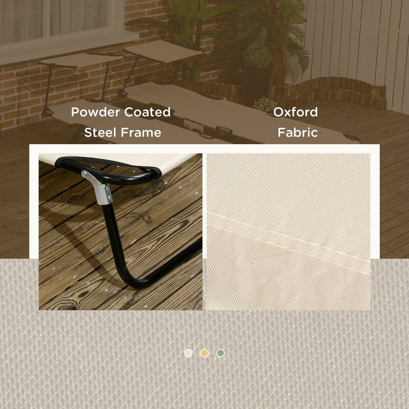 Outdoor Folding Recliner with Side Pocket and Awning