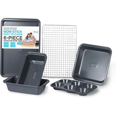 BLACK+DECKER 6-Piece Carbon Steel Bakeware Set, 0.4mm Carbon Steel Baking Pans Set