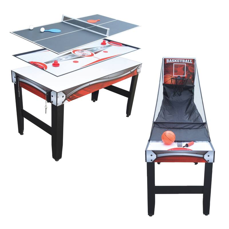 Hathaway Scout 54-in 4-in-1 Multi Combo Game Table, Air Hockey, Arcade Basketball, Table Tennis, Dry Erase Board