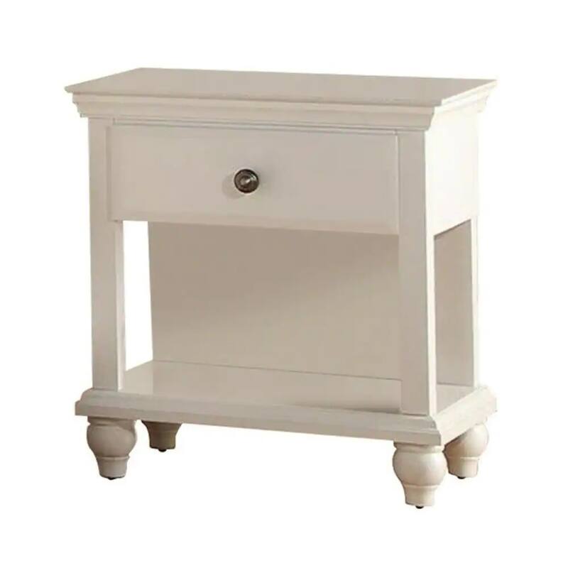 Modern Bedroom Nightstand White Color Wooden 1 Drawers