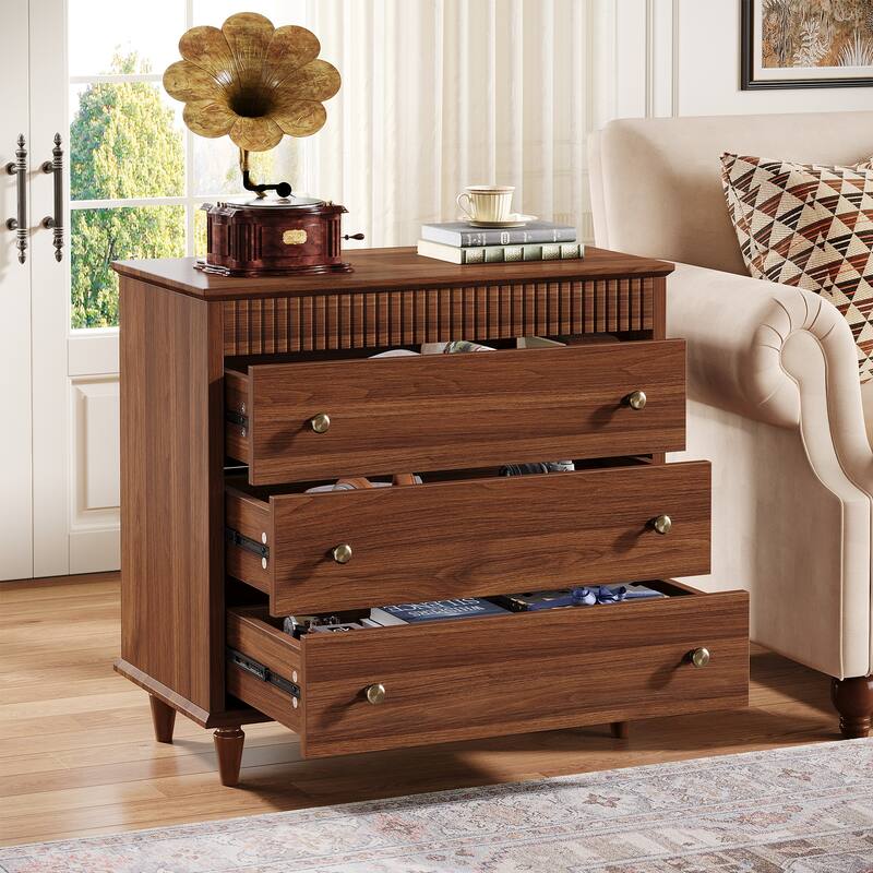 31.5" Oversized Nightstand with 3 Drawers Farmhouse Bedside Table