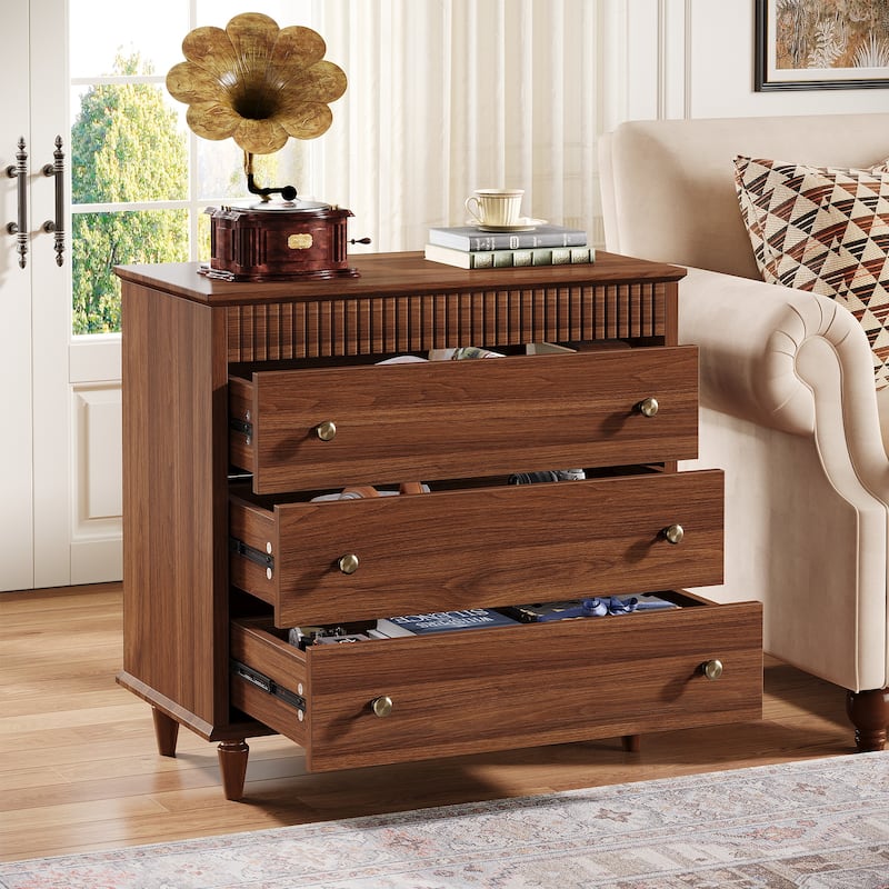 Nightstand with 3 Drawers, 31.5" Oversized Farmhouse Bedside Table