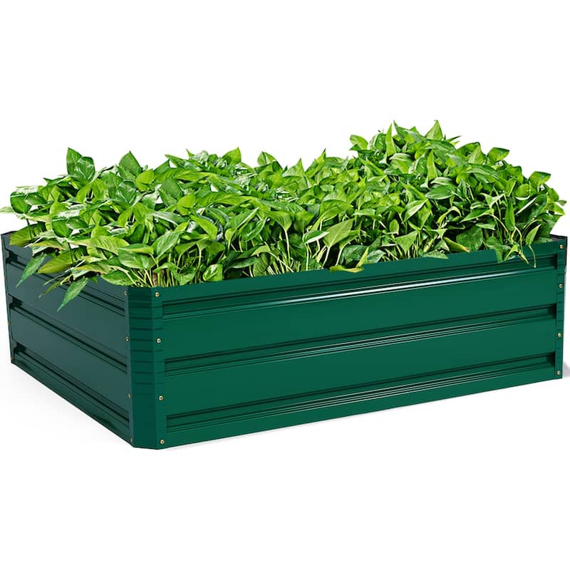 Costway 40x32 Inch Patio Raised Garden Bed Vegetable Flower Plant Dark - Green