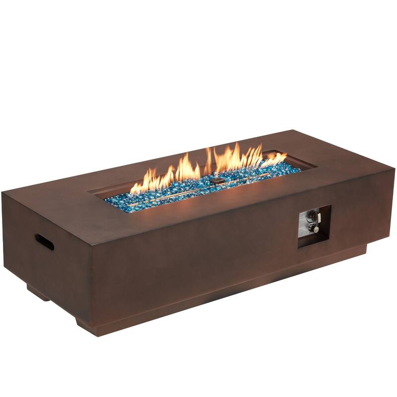 AVAWING 56" Patio Propane Fire Pit Table 50,000 BTU Rectangle Concrete Fire Pit Table