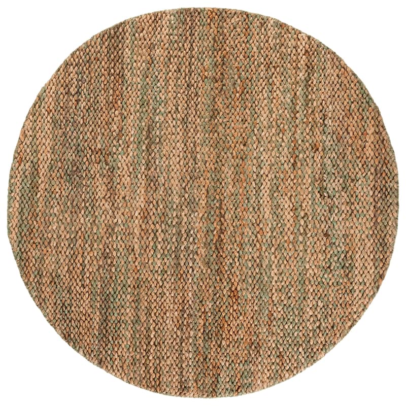 SAFAVIEH Handmade Natural Fiber Couture Francette Jute Rug - 6' Round - Natural/Green