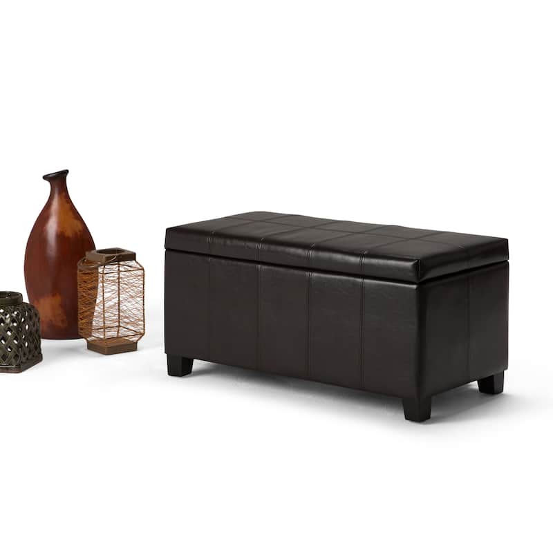 WYNDENHALL Lancaster 36 inch Wide Contemporary Rectangle Storage Ottoman - Tanners Brown