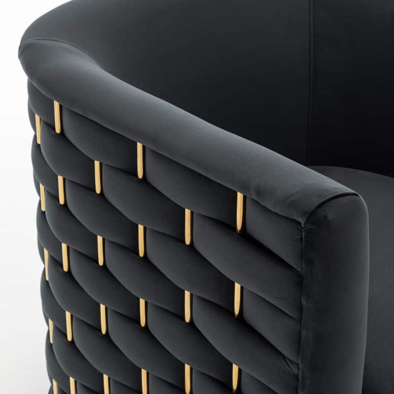 Modern Glam Velvet Upholstered 360 Degree Swivel Barrel Chair