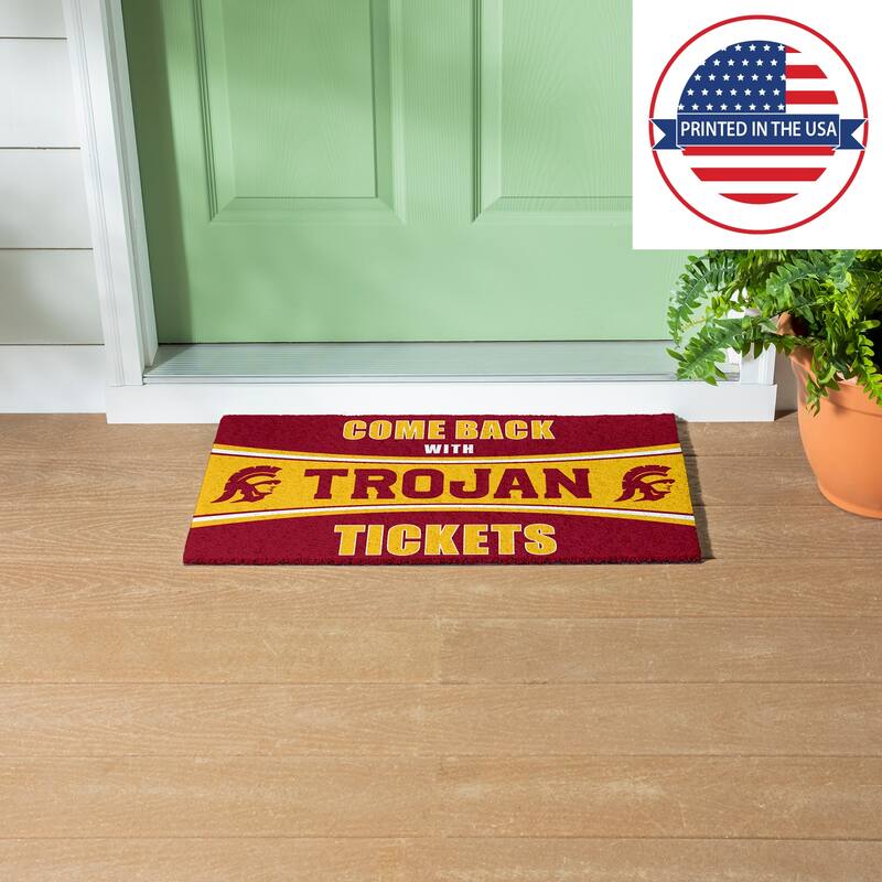 University of Southern California 28 in. x 16 in. PVC "Come Back With Tickets" Trapper Door Mat