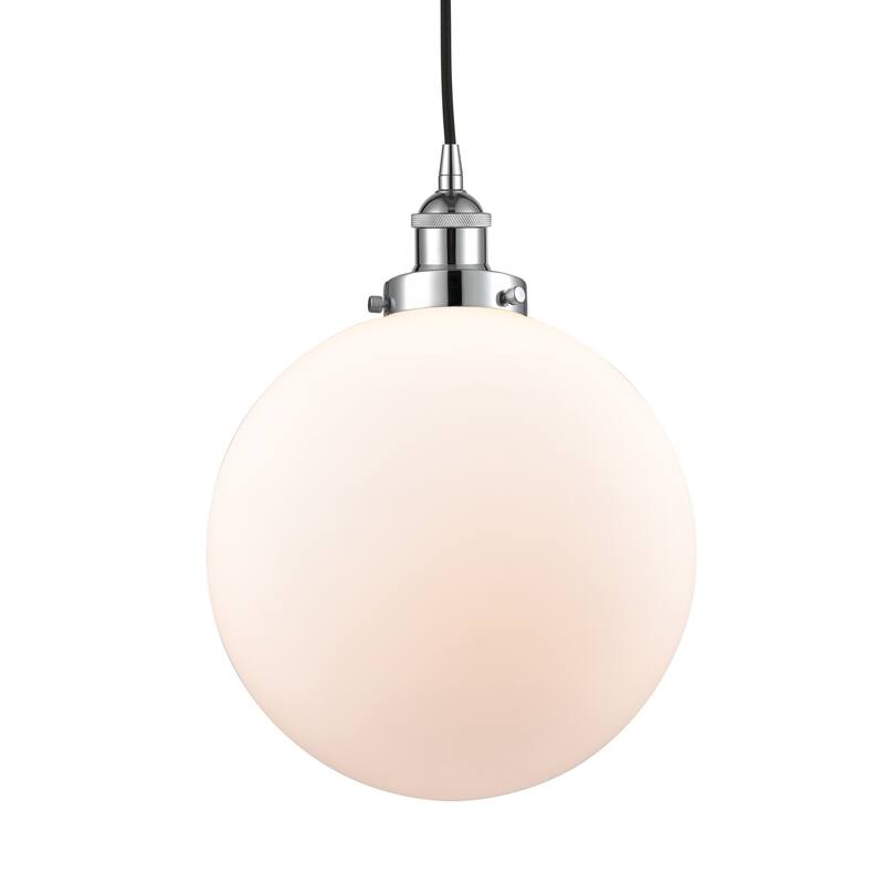 Innovations Lighting 616-1PH-16-12 Beacon Pendant Beacon 12" Wide - Polished Chrome / Matte White