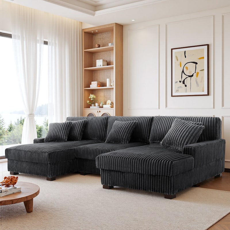118.4"W Plush Modular Sectional Sofa with Pillows