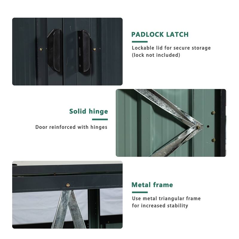 Galvanized Steel Outdoor Garbage Shed, Bin Shed, Metal Storage Shed