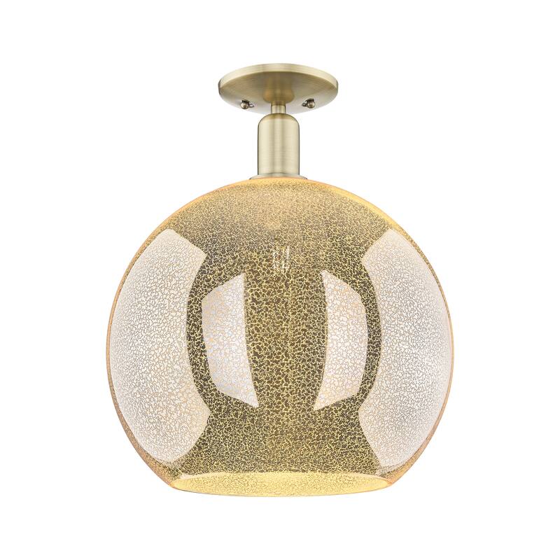 Innovations Lighting Endless Possibilities Arcadia - Athens - 1 Light 14" Semi-Flush Mount - Mercury/Antique Brass