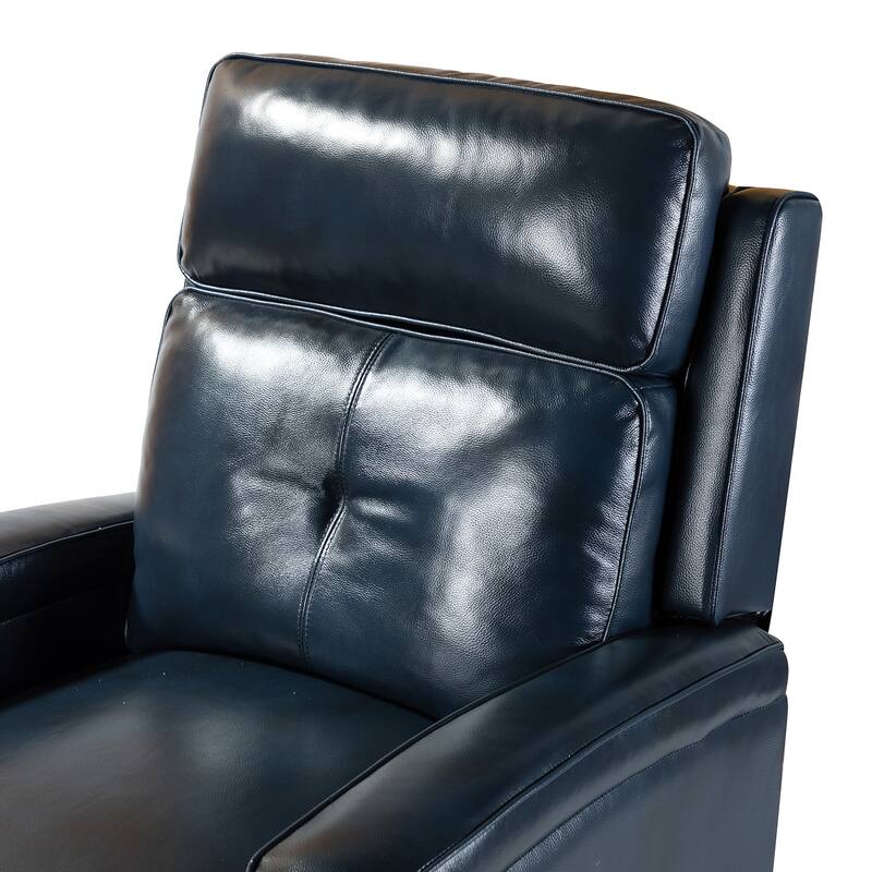Gaspar Mid-Century Modern Genuine Leather Pushback Recliner with Wood legs Set of 2 by HULALA HOME