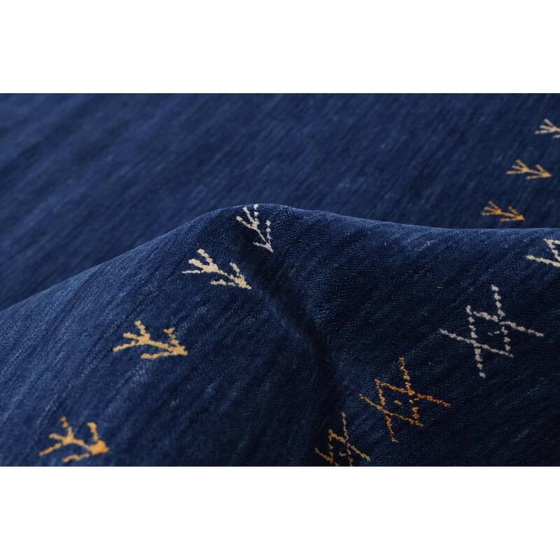 ECARPETGALLERY Hand Loomed Kashkuli Gabbeh Dark Blue Wool Rug - 5'5 x 7'8