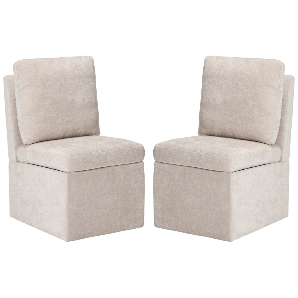 Stansberry Chenille Upholstered Armless Dining Chair with Under Seat Storage and Caster Wheels (Set of 2)