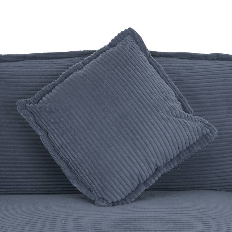 141.6 Inch Modern Modular Sectional Sofa, Upholstered Corduroy Couch with 4 Throw Pillows